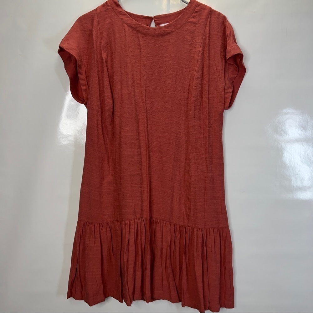 Nine West Rust Ruffle Mini Dress Size Medium Lined